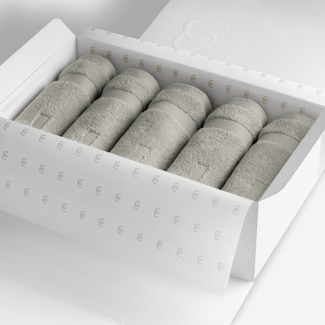 Soft grey washcloth set.