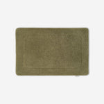 WATA VIVO Organic Cotton bath mat in dark olive, 1300 GSM, top view, 60 x 90 cm.