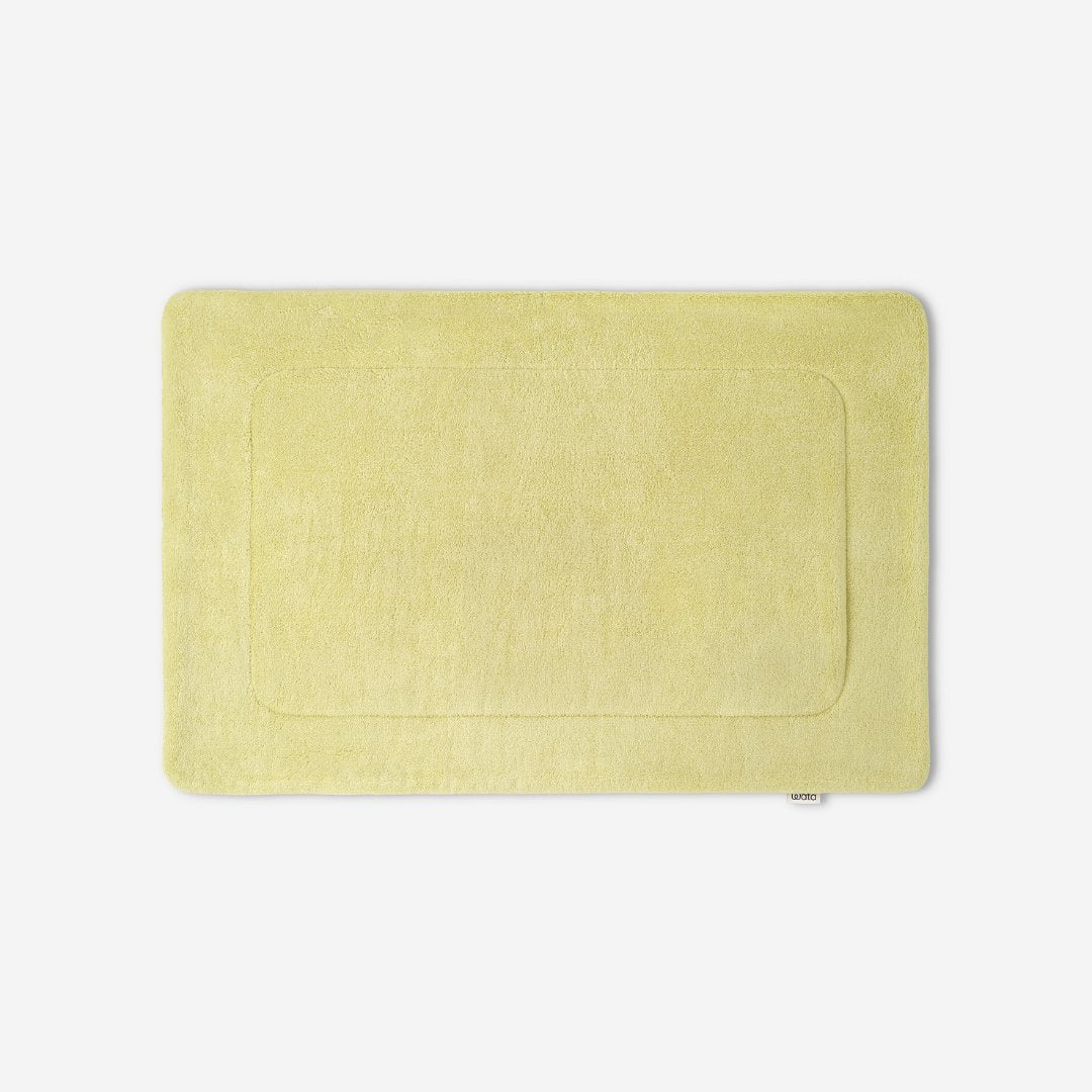 WATA VIVO Organic Cotton bath mat in pistachio, 1300 GSM, top view, 60 x 90 cm.