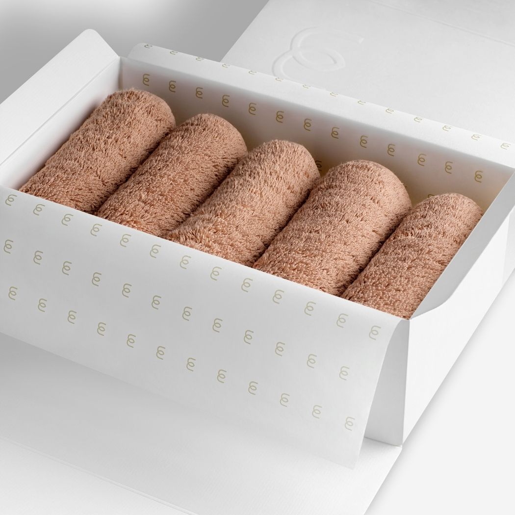 Dusty rose organic cotton washcloth set.